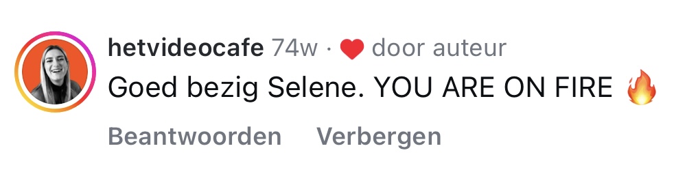 Review: Goed bezig Selene. You are on fire! *vuur-emoticon*