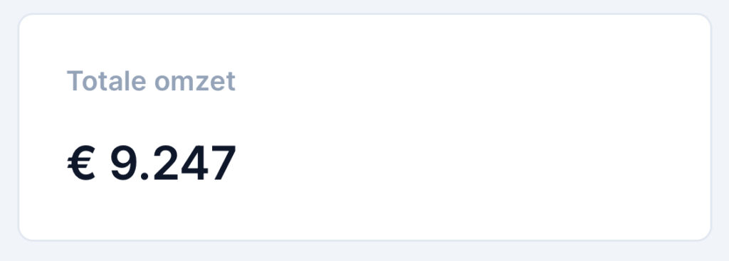 Screenshot data: Totale omzet €9247